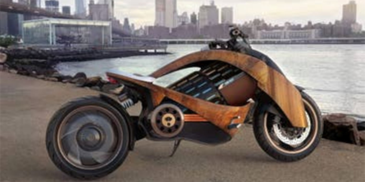 moto eléctrica en madera